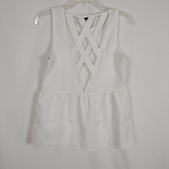Doe & Rae Lattice Back Tank Top Women's Size Small NWT White.Armpit to armpit 1 - Picture 6 of 9
